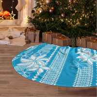 Hawaii Kakau Tribal Tree Skirt With Blue Tiare