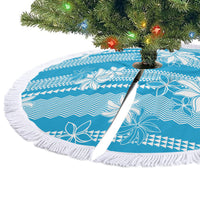 Hawaii Kakau Tribal Tree Skirt With Blue Tiare