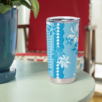 Hawaii Kakau Tribal Tumbler Cup With Blue Tiare