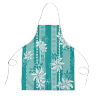 Hawaii Kakau Tribal Apron With Teal Tiare