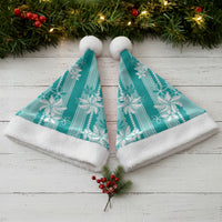 Hawaii Kakau Tribal Christmas Santa Hat With Teal Tiare LT05 - Polynesian Pride