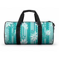 Hawaii Kakau Tribal Duffle Bag With Teal Tiare LT05 One size Teal - Polynesian Pride