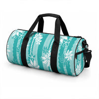 Hawaii Kakau Tribal Duffle Bag With Teal Tiare LT05 - Polynesian Pride