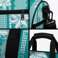 Hawaii Kakau Tribal Duffle Bag With Teal Tiare LT05 - Polynesian Pride