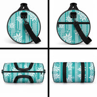 Hawaii Kakau Tribal Duffle Bag With Teal Tiare LT05 - Polynesian Pride