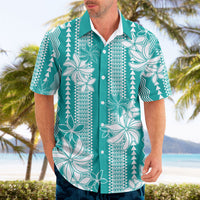 Hawaii Kakau Tribal Hawaiian Shirt With Teal Tiare LT05 - Polynesian Pride