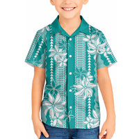 Hawaii Kakau Tribal Hawaiian Shirt With Teal Tiare LT05 - Polynesian Pride