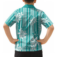 Hawaii Kakau Tribal Hawaiian Shirt With Teal Tiare LT05 - Polynesian Pride