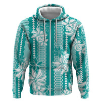Hawaii Kakau Tribal Hoodie With Teal Tiare