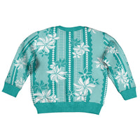 Hawaii Kakau Tribal Kid Ugly Christmas Sweater With Teal Tiare LT05 - Polynesian Pride
