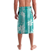 Hawaii Kakau Tribal Lavalava With Teal Tiare