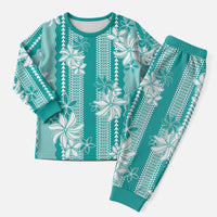 Hawaii Kakau Tribal Christmas Pajama Set With Teal Tiare LT05 Men Teal - Polynesian Pride
