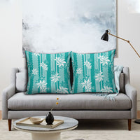Hawaii Kakau Tribal Pillow Cover With Teal Tiare