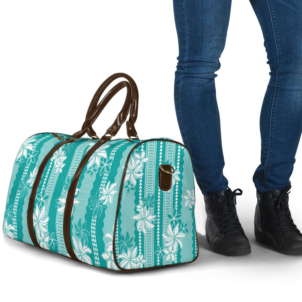 Hawaii Kakau Tribal Travel Bag With Teal Tiare