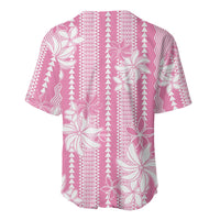 Hawaii Kakau Tribal Baseball Jersey With Pink Tiare