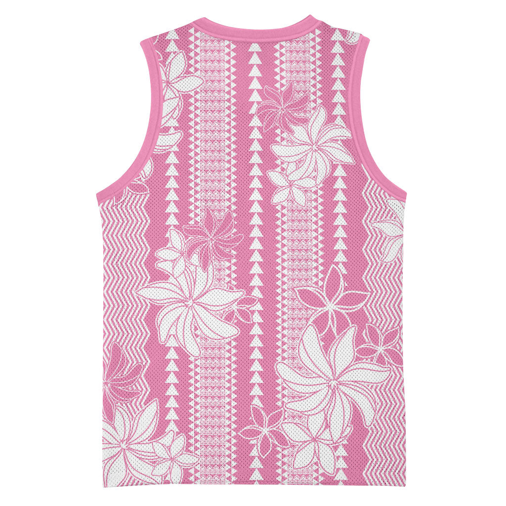 Hawaii Kakau Tribal Basketball Jersey With Pink Tiare