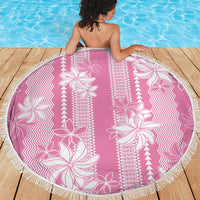 Hawaii Kakau Tribal Beach Blanket With Pink Tiare