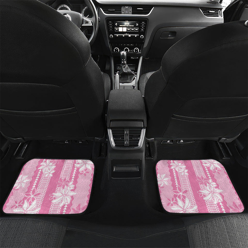 Hawaii Kakau Tribal Car Mats With Pink Tiare LT05 Set 2pcs - Back Pink - Polynesian Pride