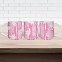 Hawaii Kakau Tribal Ceramic Mug With Pink Tiare