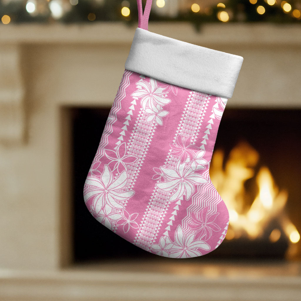 Hawaii Kakau Tribal Christmas Stocking With Pink Tiare