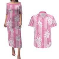 Hawaii Kakau Tribal Couples Matching Puletasi and Hawaiian Shirt With Pink Tiare LT05 Pink - Polynesian Pride