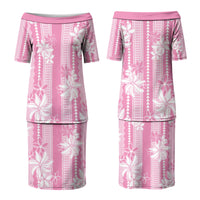 Hawaii Kakau Tribal Couples Matching Puletasi and Hawaiian Shirt With Pink Tiare LT05 - Polynesian Pride