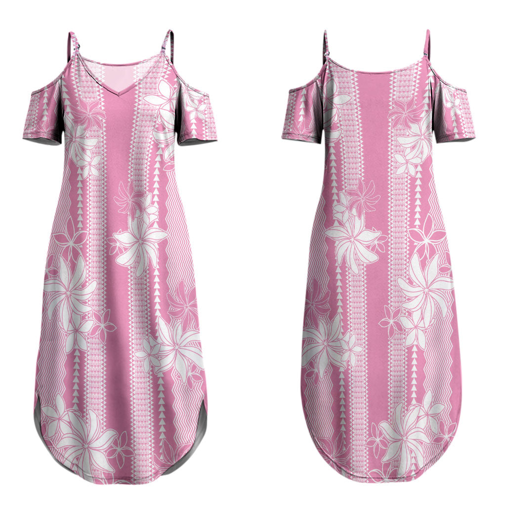 Hawaii Kakau Tribal Couples Matching Summer Maxi Dress and Long Sleeve Button Shirt With Pink Tiare LT05 - Polynesian Pride