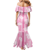 Hawaii Kakau Tribal Family Matching Mermaid Dress and Hawaiian Shirt With Pink Tiare LT05 - Polynesian Pride