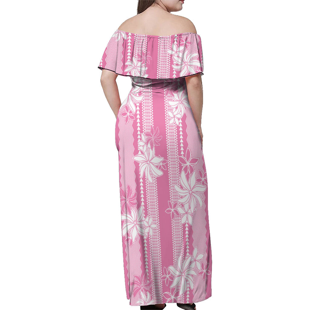 Hawaii Kakau Tribal Family Matching Off Shoulder Maxi Dress and Hawaiian Shirt With Pink Tiare LT05 - Polynesian Pride