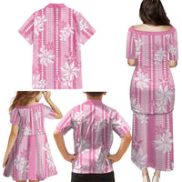 Hawaii Kakau Tribal Family Matching Puletasi and Hawaiian Shirt With Pink Tiare LT05 - Polynesian Pride