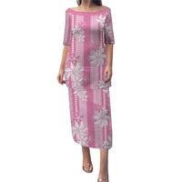 Hawaii Kakau Tribal Family Matching Puletasi and Hawaiian Shirt With Pink Tiare LT05 Mom's Dress Pink - Polynesian Pride