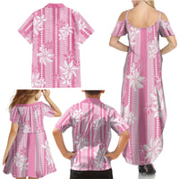 Hawaii Kakau Tribal Family Matching Summer Maxi Dress and Hawaiian Shirt With Pink Tiare LT05 - Polynesian Pride