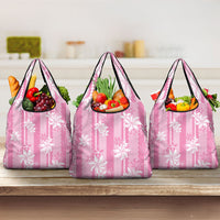 Hawaii Kakau Tribal Grocery Bag With Pink Tiare
