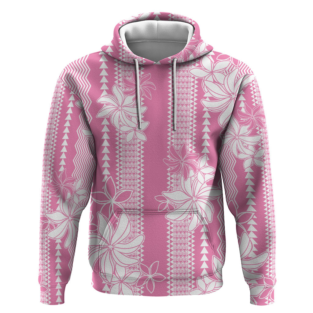 Hawaii Kakau Tribal Hoodie With Pink Tiare