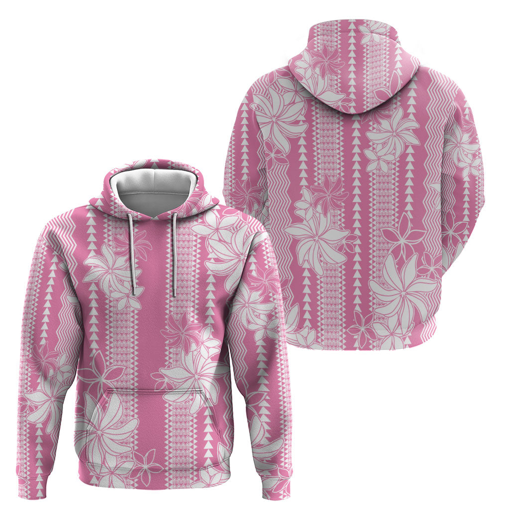 Hawaii Kakau Tribal Hoodie With Pink Tiare