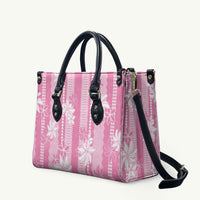 Hawaii Kakau Tribal Leather Bag With Pink Tiare