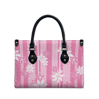 Hawaii Kakau Tribal Leather Bag With Pink Tiare