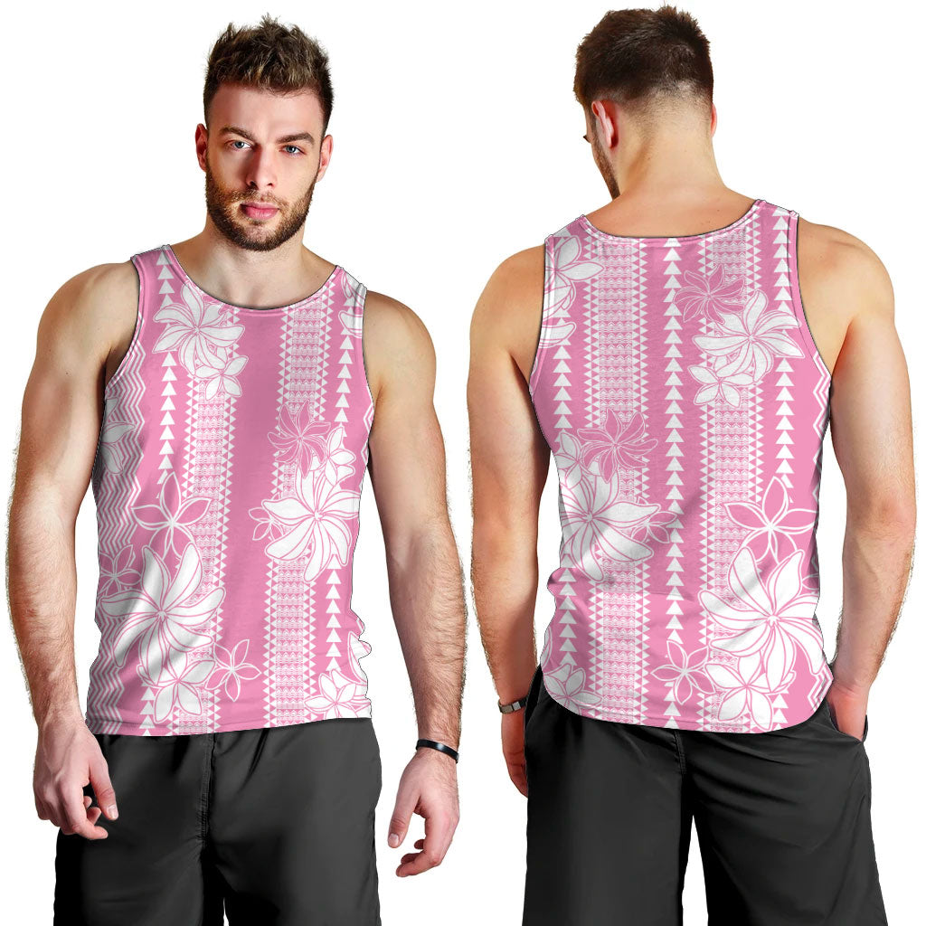 Hawaii Kakau Tribal Men Tank Top With Pink Tiare