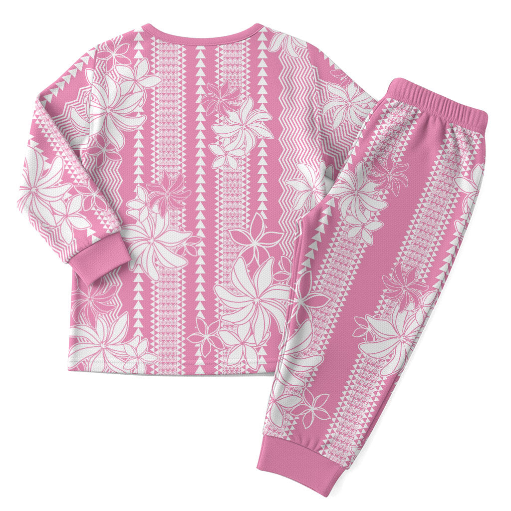 Hawaii Kakau Tribal Christmas Pajama Set With Pink Tiare LT05 - Polynesian Pride