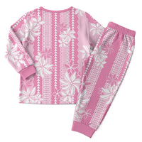 Hawaii Kakau Tribal Christmas Pajama Set With Pink Tiare LT05 - Polynesian Pride