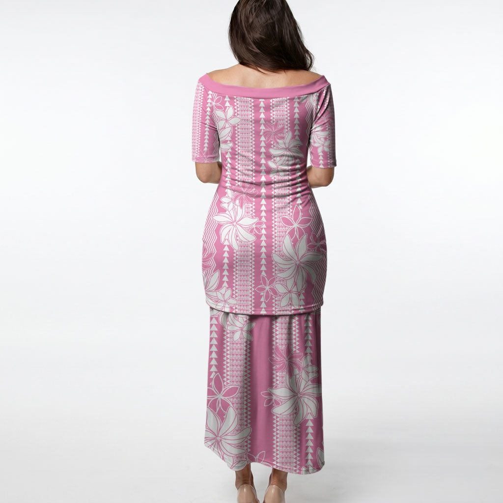 Hawaii Kakau Tribal Puletasi With Pink Tiare LT05 - Polynesian Pride