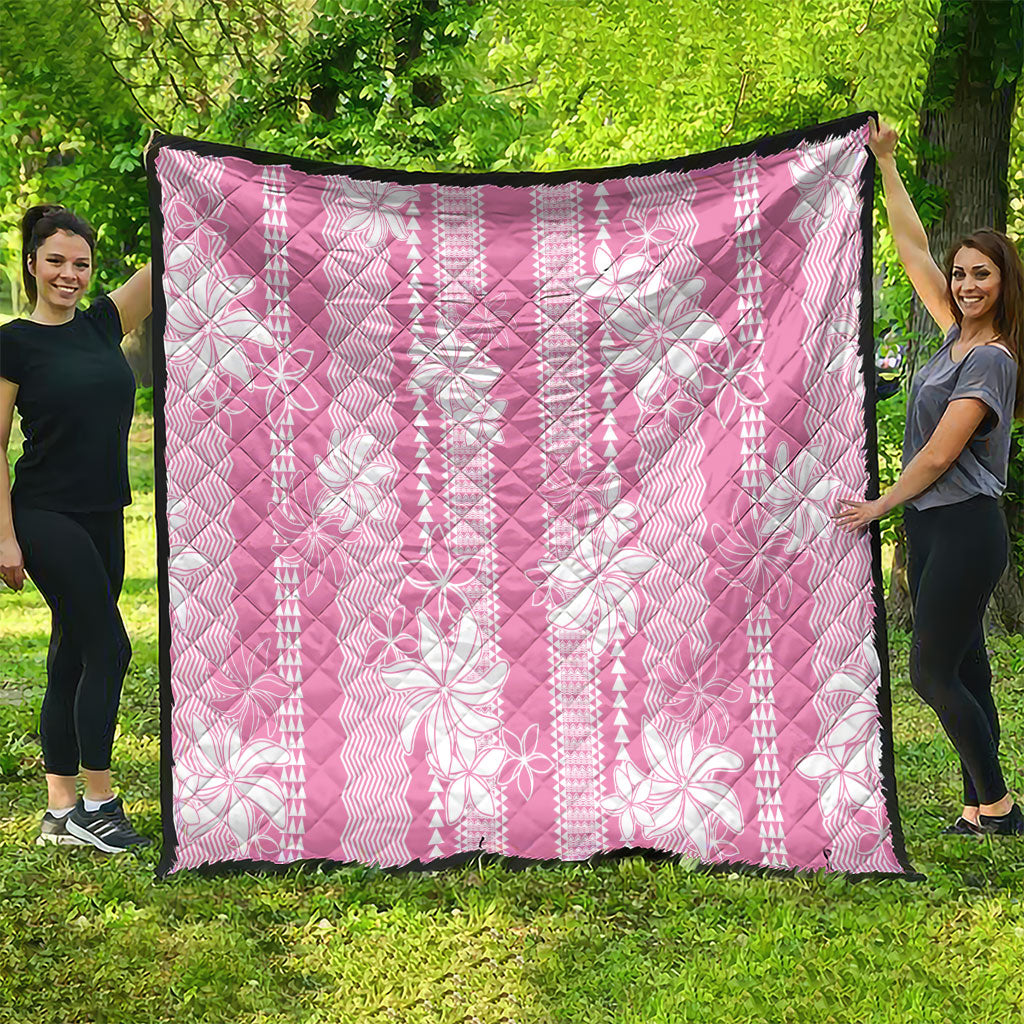 Hawaii Kakau Tribal Quilt With Pink Tiare LT05 - Polynesian Pride