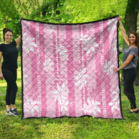 Hawaii Kakau Tribal Quilt With Pink Tiare LT05 - Polynesian Pride