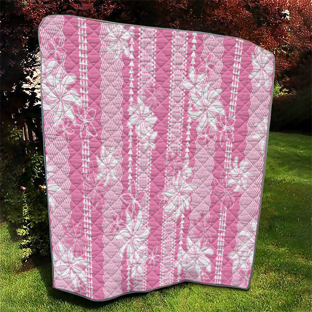Hawaii Kakau Tribal Quilt With Pink Tiare LT05 - Polynesian Pride