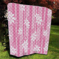 Hawaii Kakau Tribal Quilt With Pink Tiare LT05 - Polynesian Pride