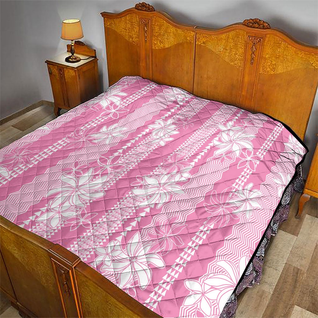 Hawaii Kakau Tribal Quilt With Pink Tiare LT05 - Polynesian Pride