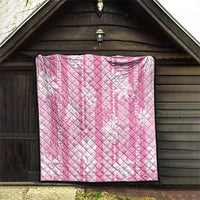 Hawaii Kakau Tribal Quilt With Pink Tiare LT05 - Polynesian Pride