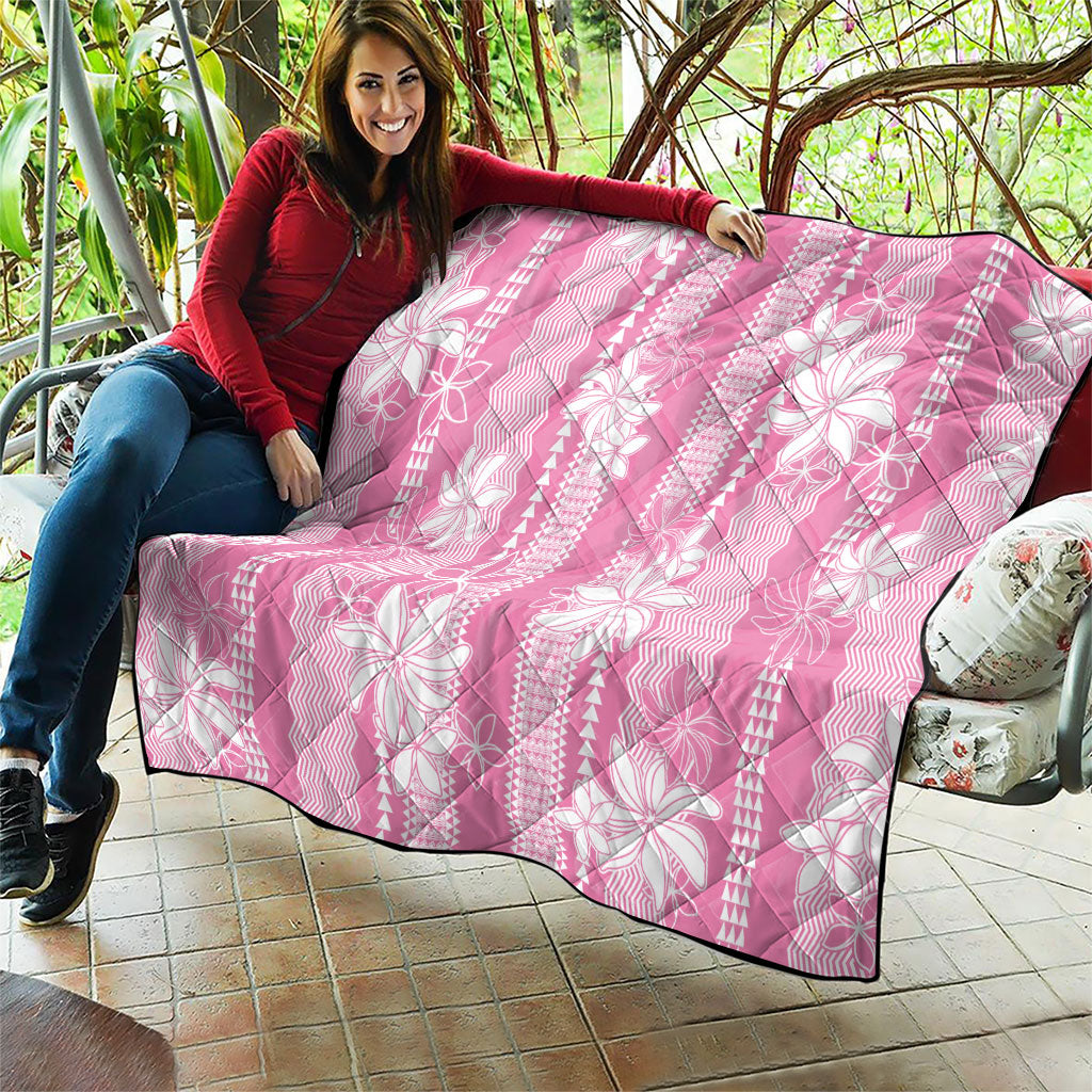 Hawaii Kakau Tribal Quilt With Pink Tiare LT05 - Polynesian Pride