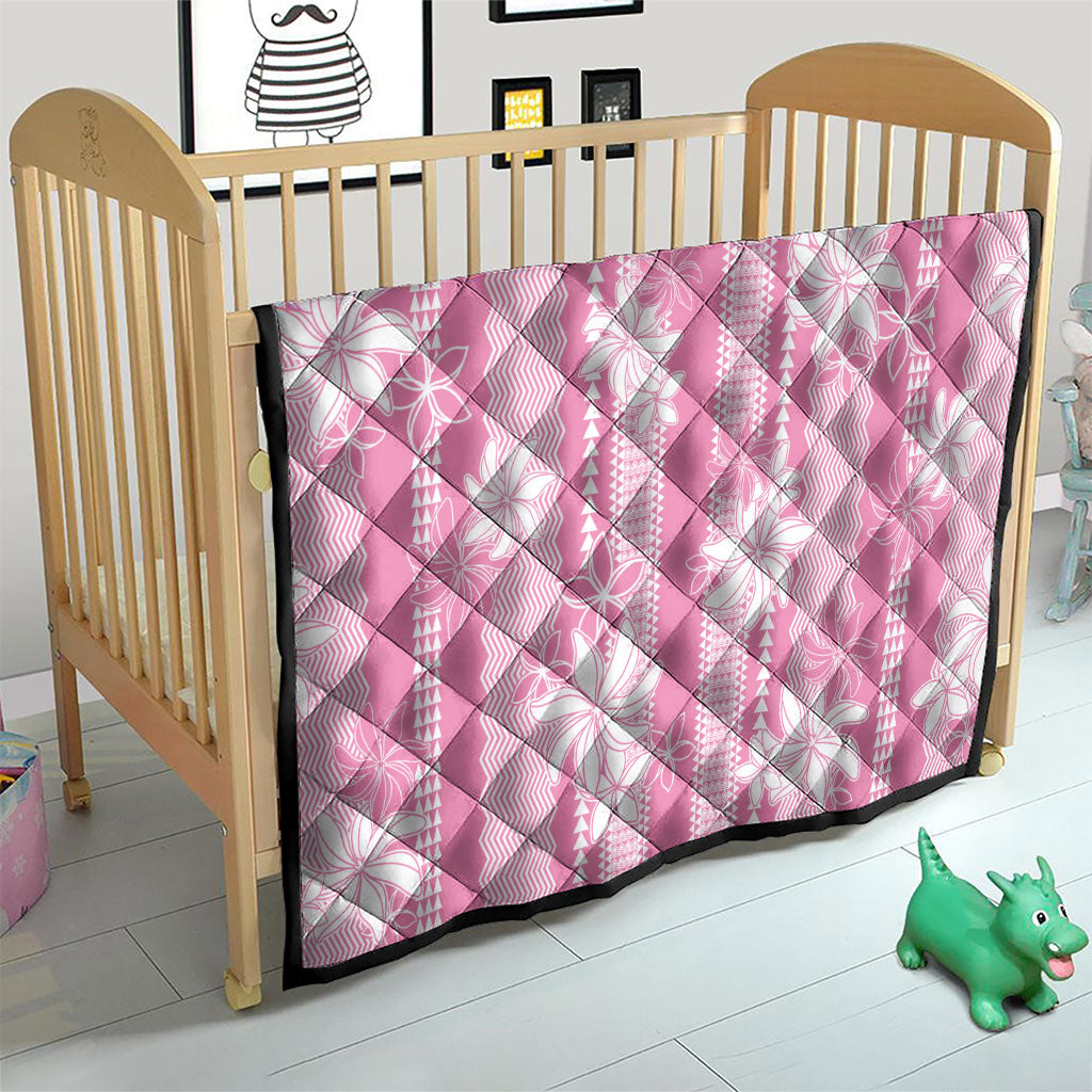 Hawaii Kakau Tribal Quilt With Pink Tiare LT05 - Polynesian Pride