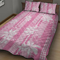 Hawaii Kakau Tribal Quilt Bed Set With Pink Tiare